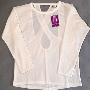 NWT Soybu Unity Pullover,‎ Small, White Crossback Strappy Open Back Long Sleeves